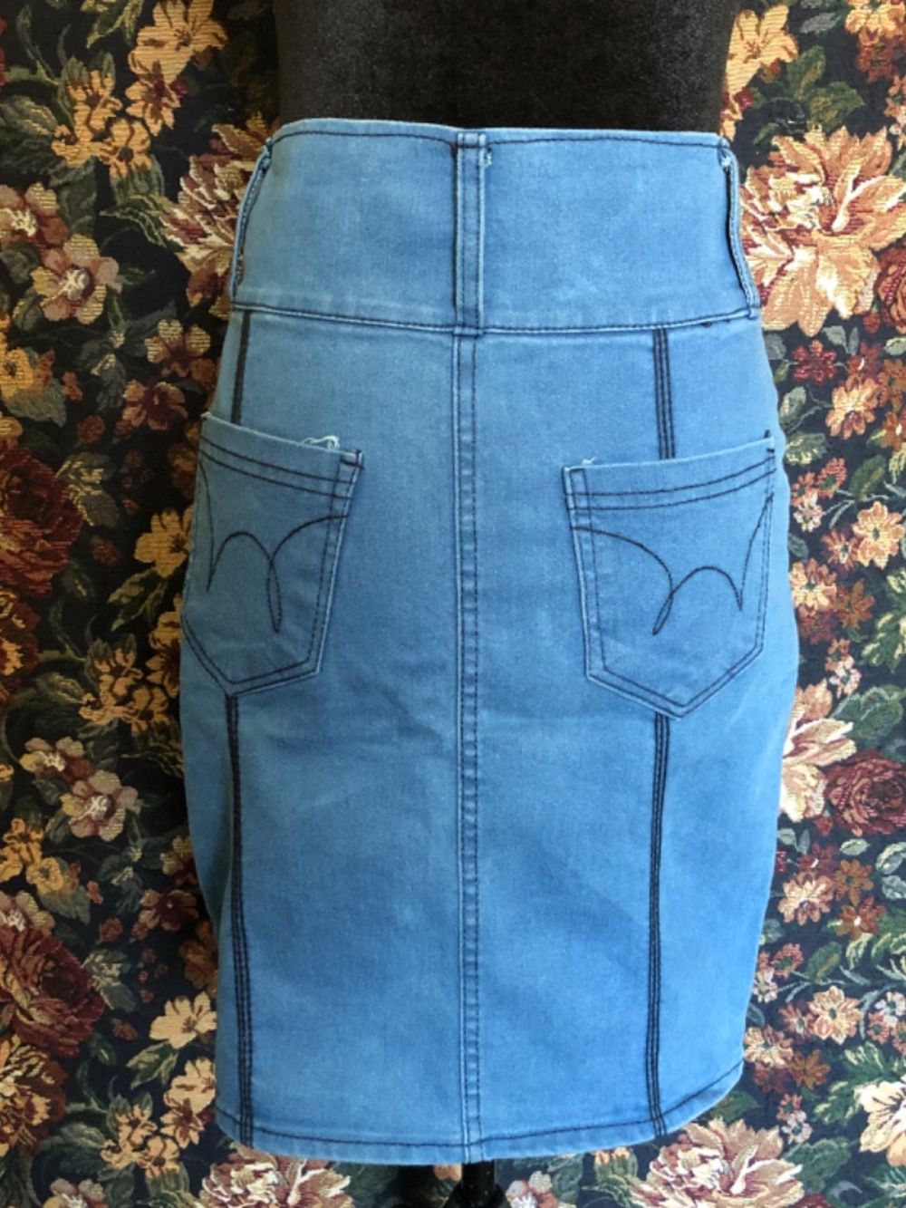Vintage Y2K Embroidered Corset High Waist Denim Skirt 28 - Picture 4 of 8